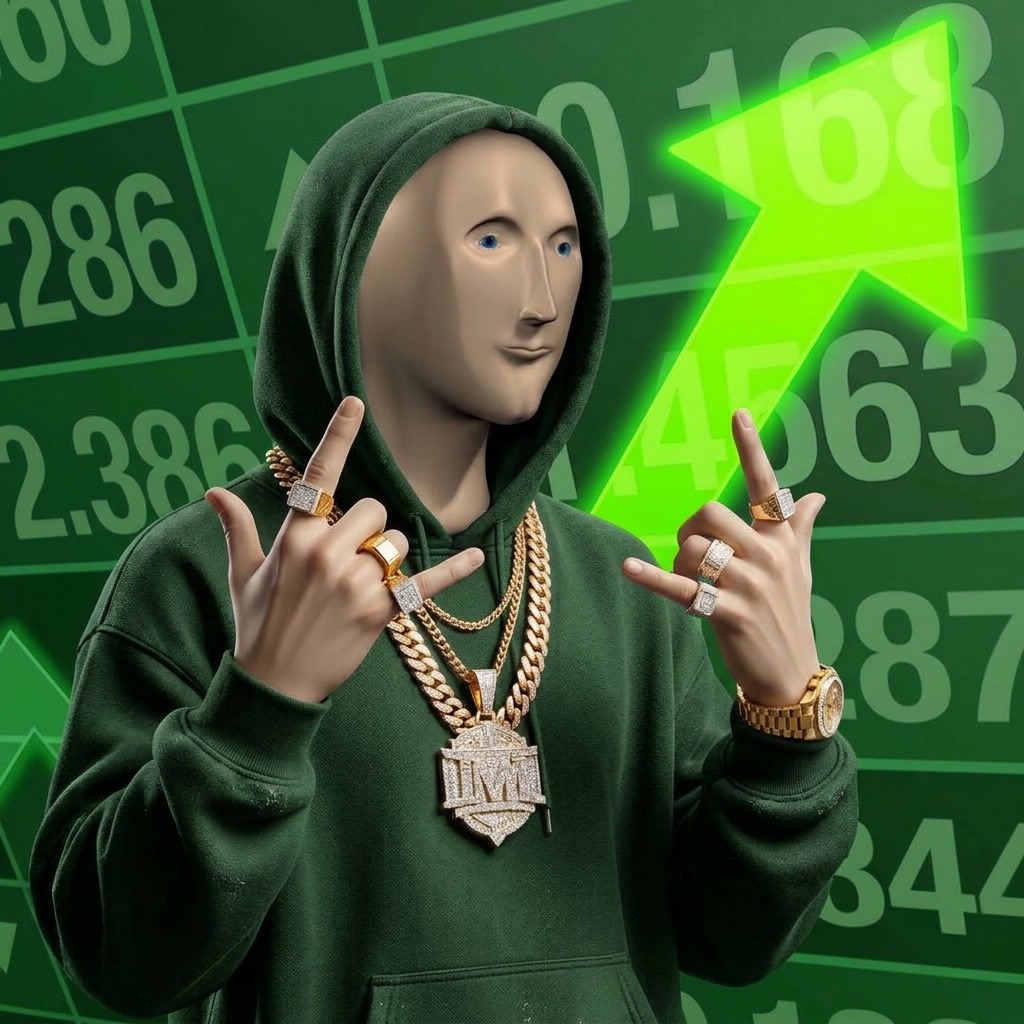 Close portrait of HOODSTONK in gold chains and a green hoodie